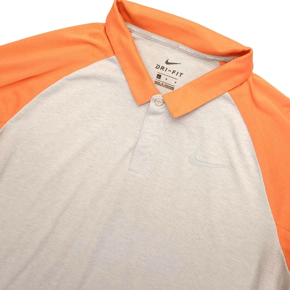 Nike Golf Dri-FIT Polo Shirt Mens Large Gray Orange Golf Performance Stretch Top